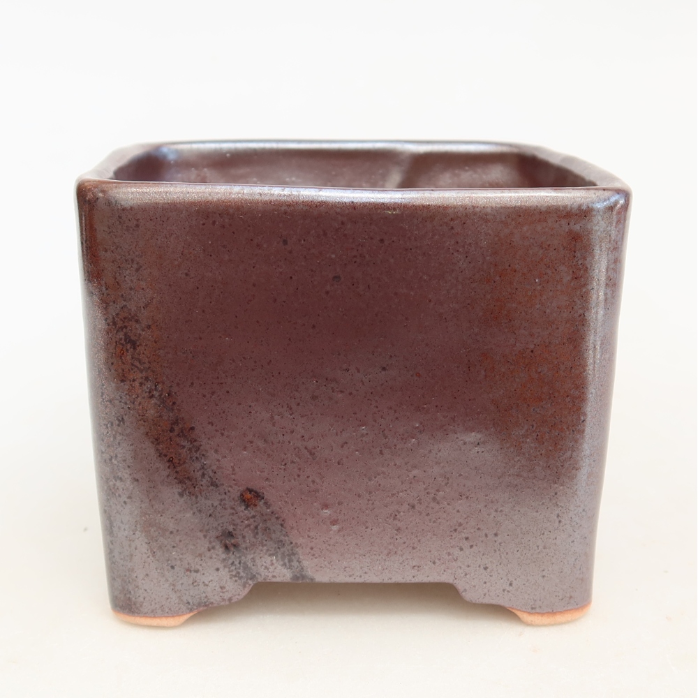 Keramická bonsai miska 10,5 x 10,5 x 8,5 cm, barva hnědá