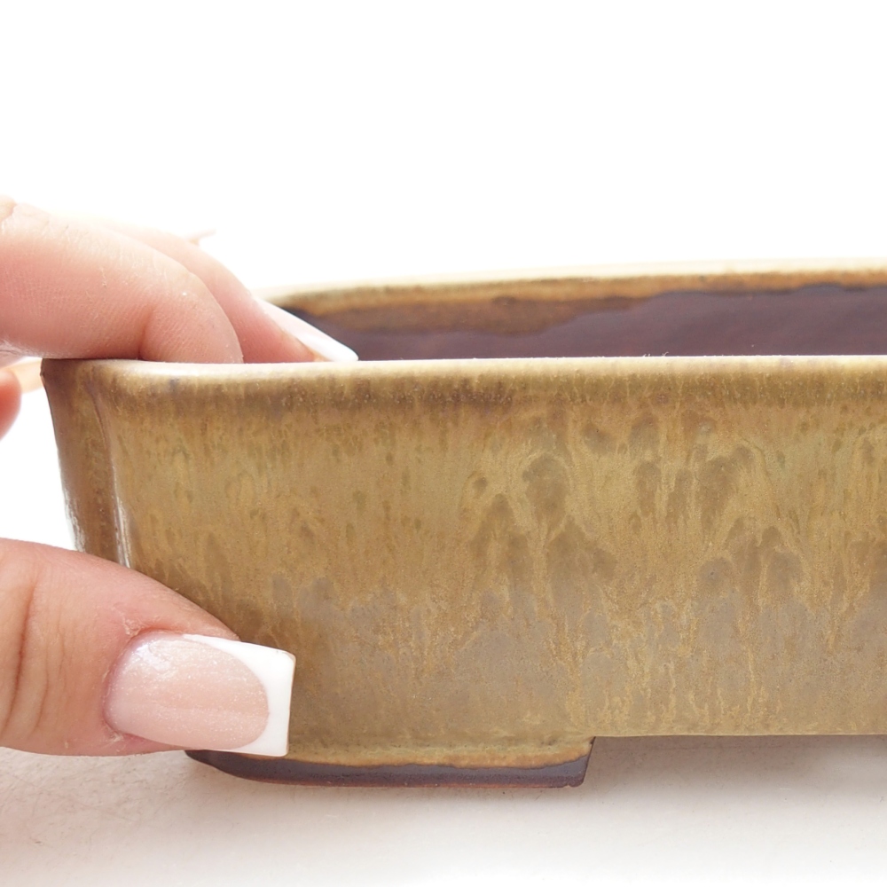 Keramická bonsai miska 17,5 x 14 x 5 cm, barva zelená