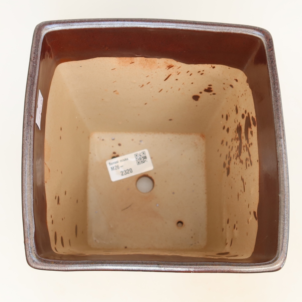 Keramická bonsai miska 15,5 x 15,5 x 19 cm, barva hnědá