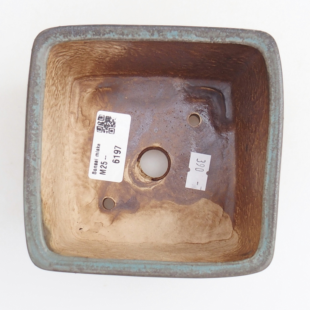 Keramická bonsai miska 12 x 12 x 8 cm, barva modrá