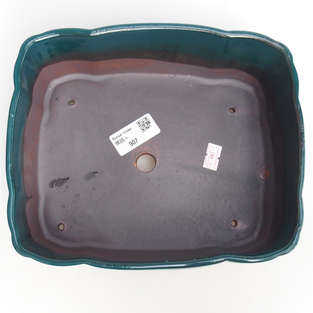 Keramická bonsai miska 21 x 18 x 7 cm, barva zelená