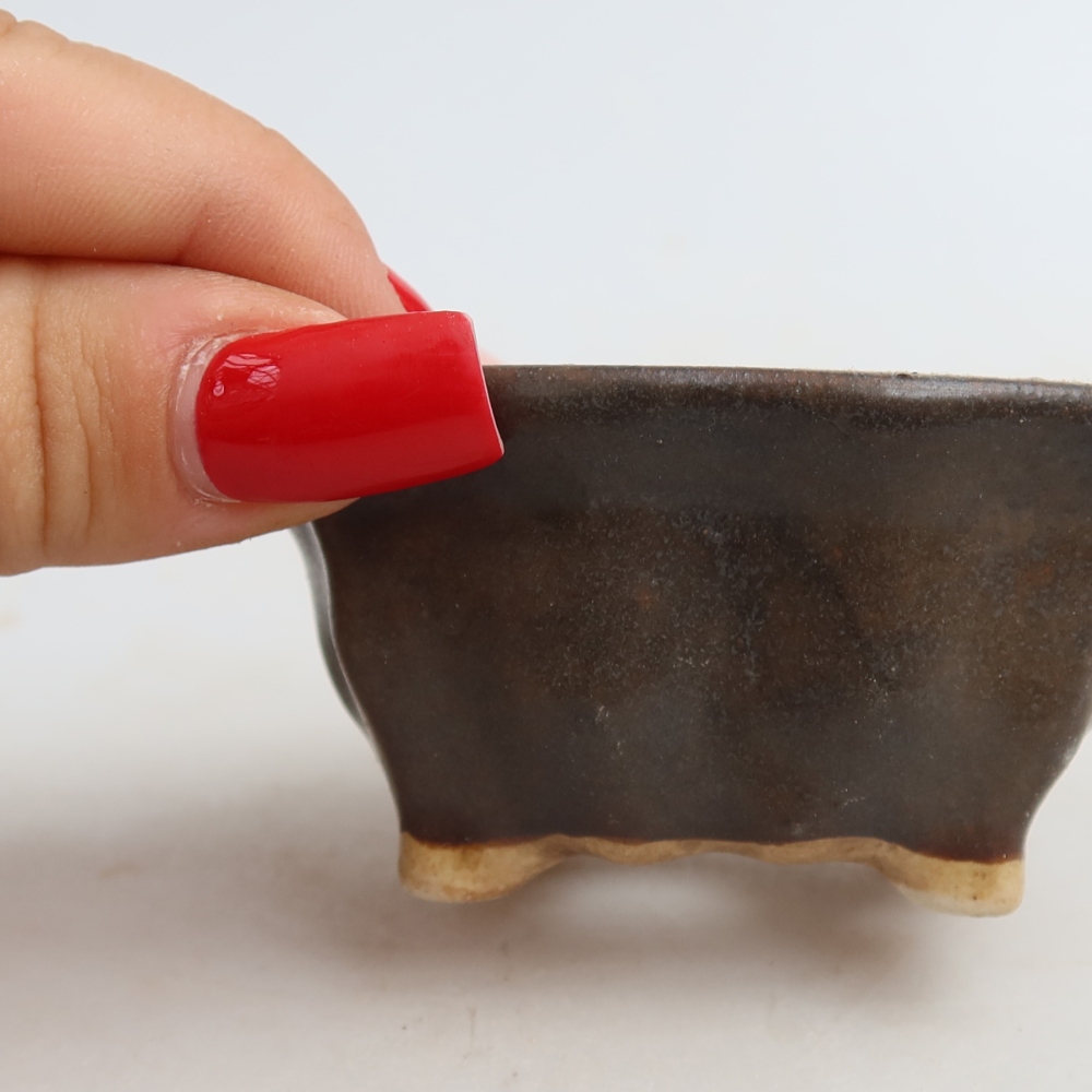 Keramická bonsai miska 7 x 7 x 3,5 cm, barva hnědá