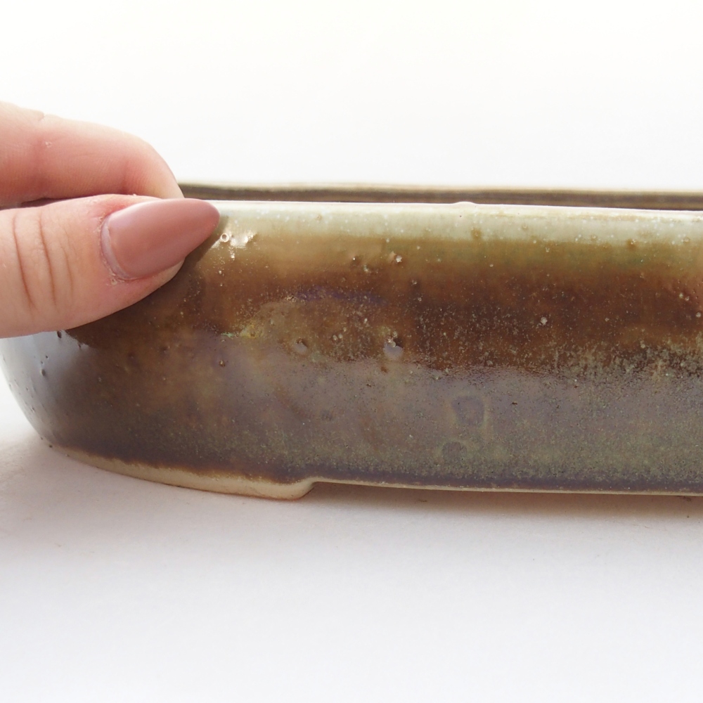 Keramická bonsai miska 27 x 21 x 5 cm, barva zelená