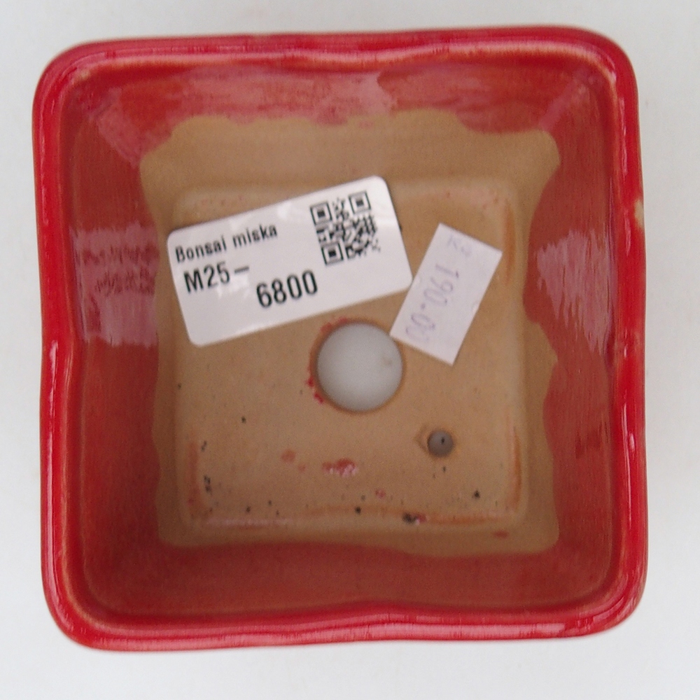 Keramická bonsai miska 8,5 x 8,5  x 6 cm, barva červená