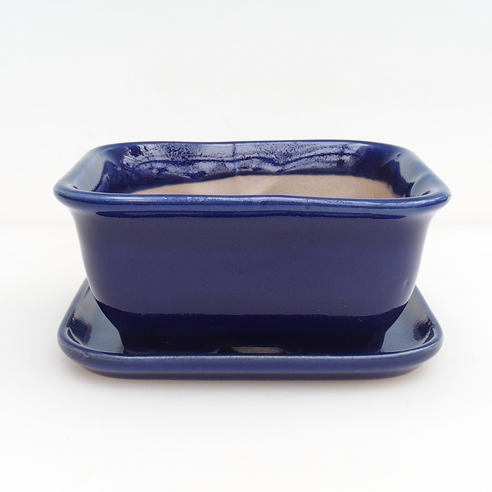 Bonsai miska + podmiska H38 - 12 x 10,5 x 5 cm. - modrá