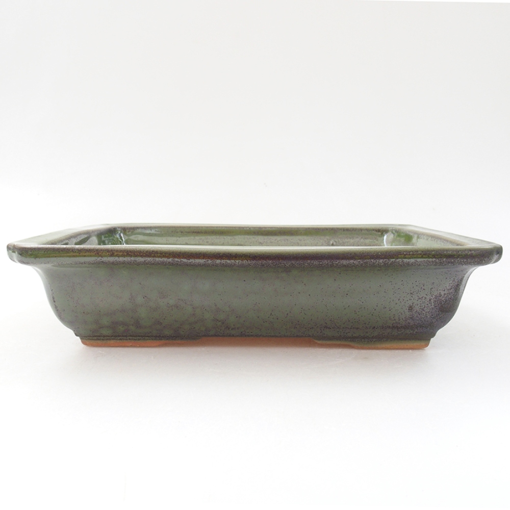 Keramická bonsai miska 17,5 x 13 x 4 cm, barva zelená