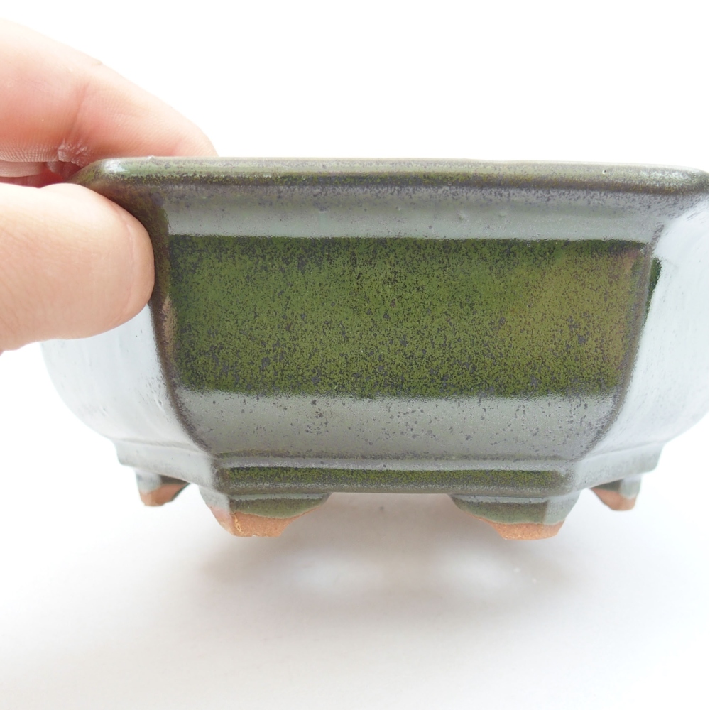 Keramická bonsai miska 17 x 15 x 6 cm, barva zelená