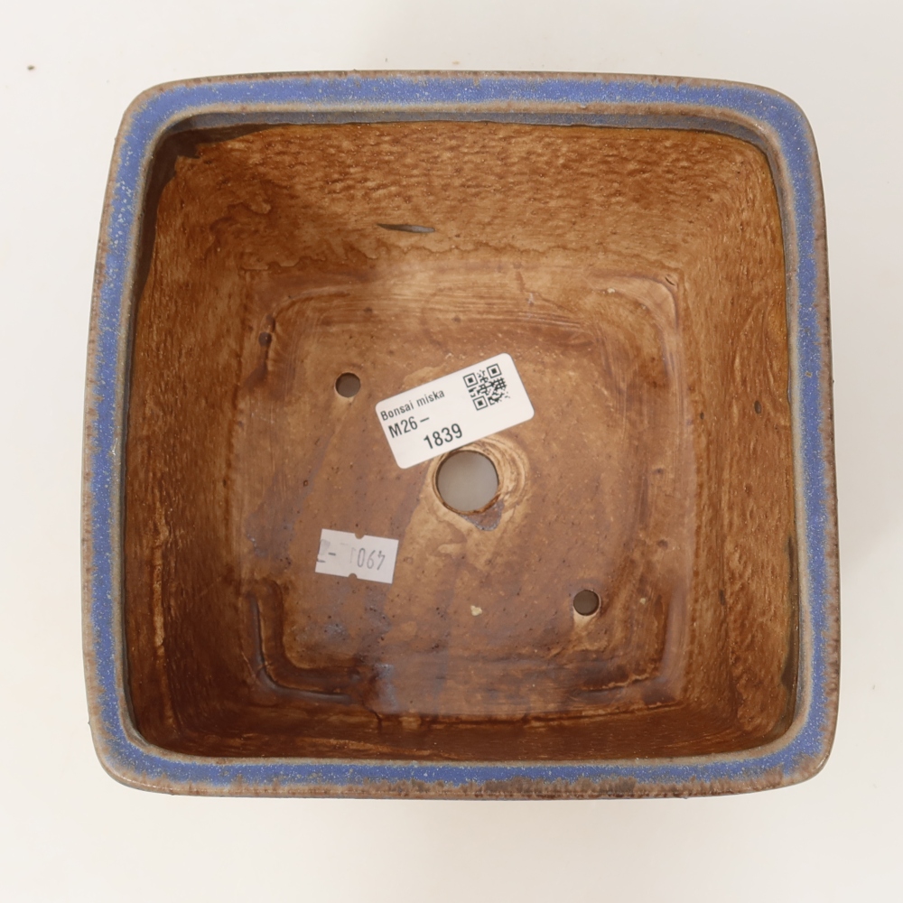 Keramická bonsai miska 16 x 16 x 10 cm, barva modrá