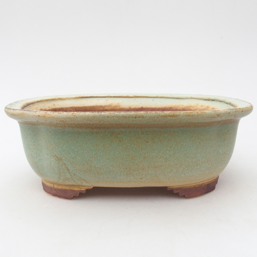 Keramická bonsai miska 20 x 16,5 x 7 cm, barva zelená