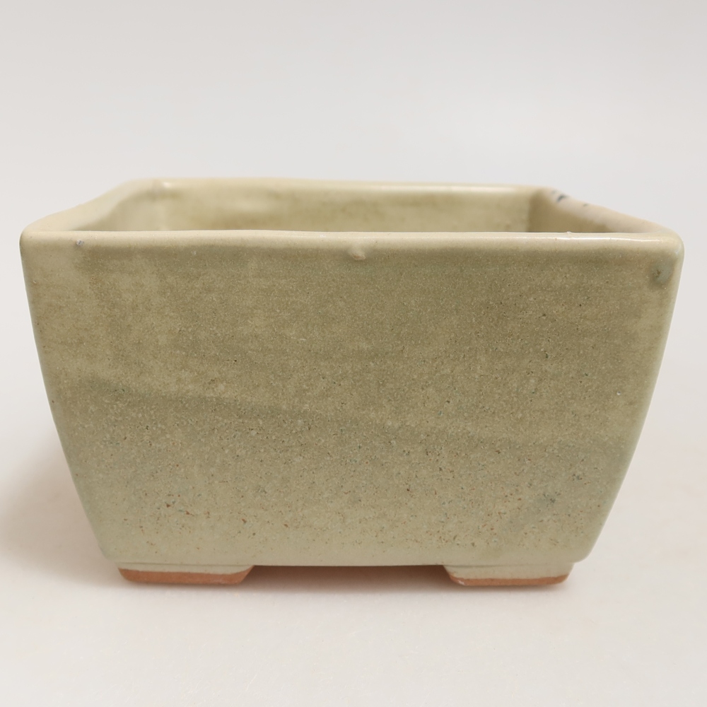 Keramická bonsai miska 10,5 x 10,5 x 6,5 cm, barva zelená