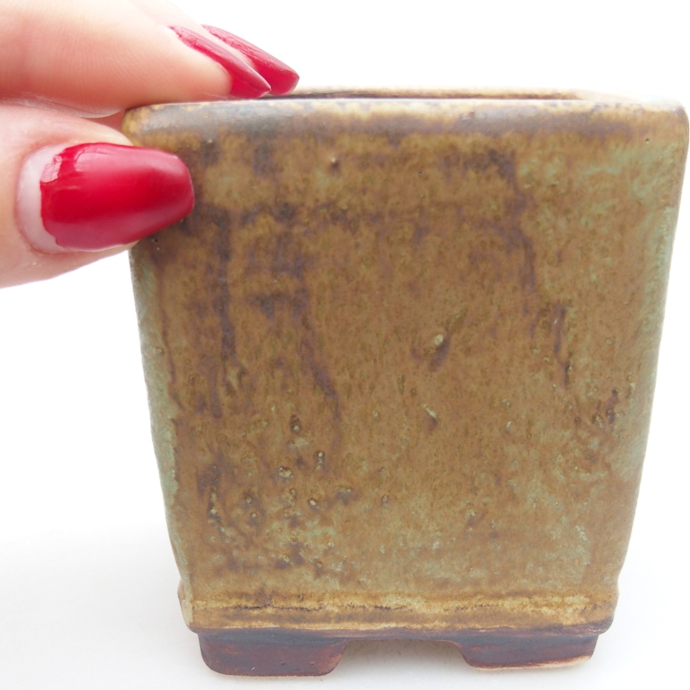 Keramická bonsai miska 6,5 x 6,5 x 7 cm, barva zelená