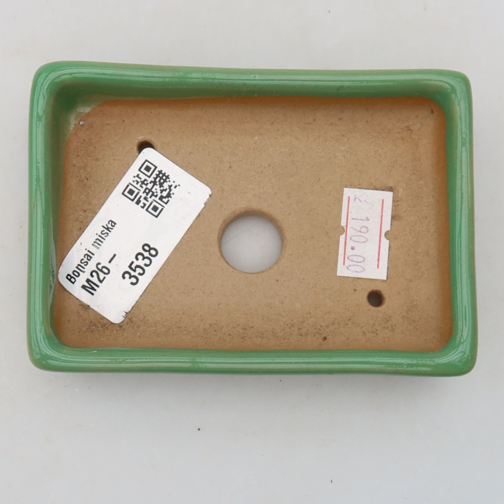 Keramická bonsai miska 10 x 7 x 2 cm, barva zelená
