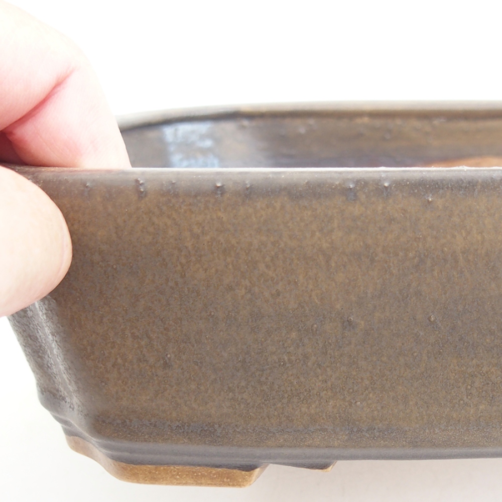 Keramická bonsai miska 21 x 18 x 6 cm, barva hnědá