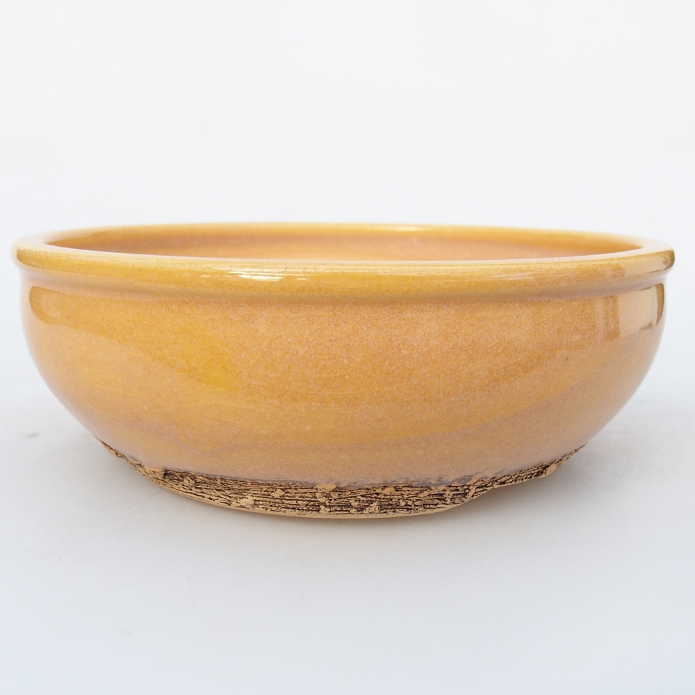 Keramická bonsai miska 16,5 x 16,5 x 5,5 cm, barva hnědožlutá