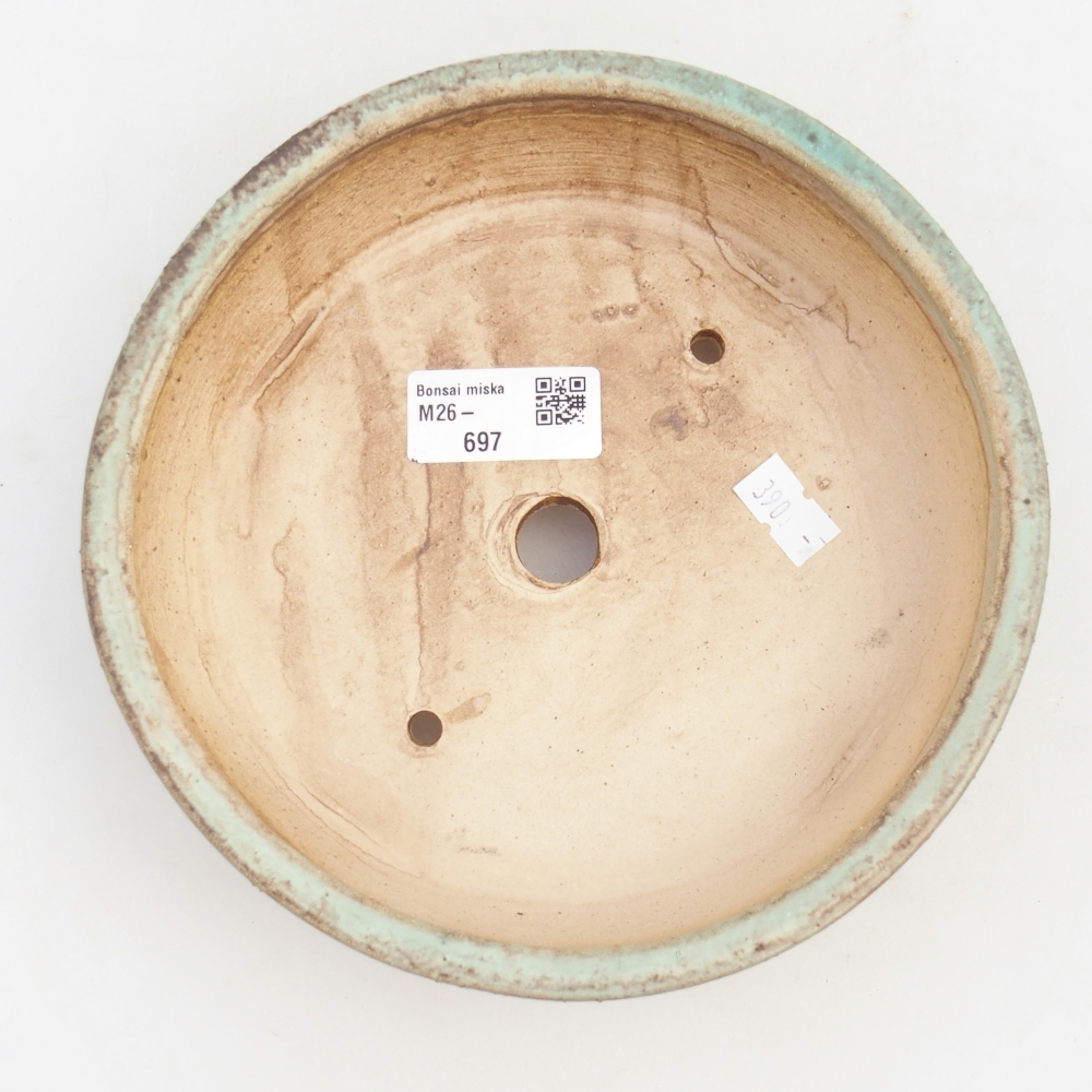 Keramická bonsai miska 18 x 18 x 5 cm, barva zelená
