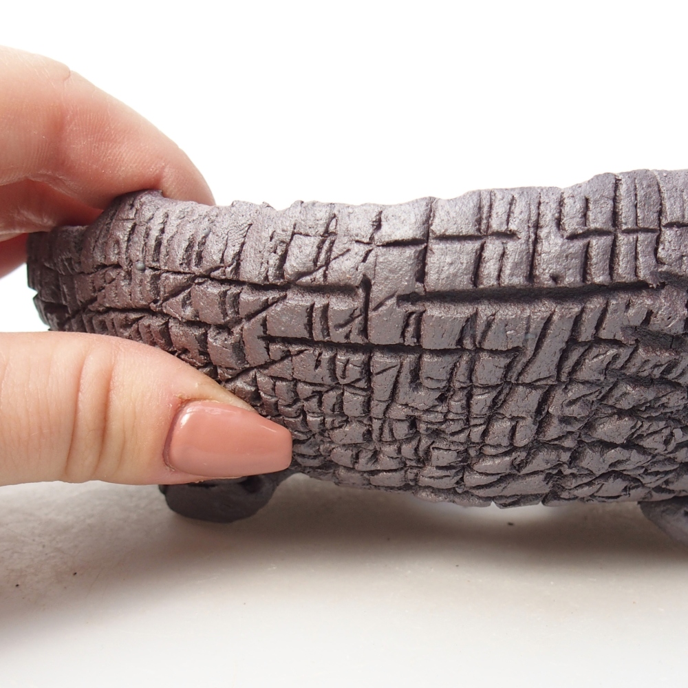 Keramická bonsai miska 17 x 16 x 6 cm, barva kovová