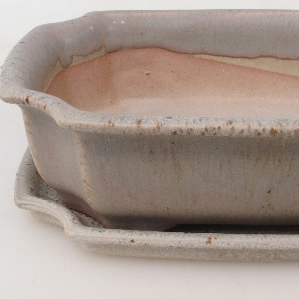 Bonsai miska + podmiska H03 - 16,5 x 12 x 4,5 cm. - béžová