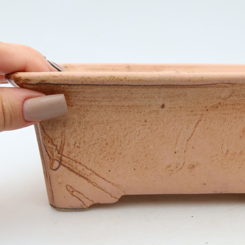 Keramická bonsai miska 18 x 13,5 x 7,5 cm, barva růžová