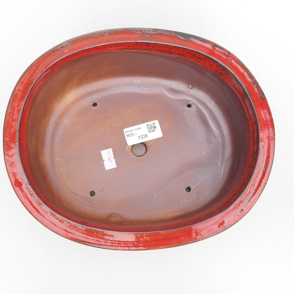 Keramická bonsai miska 26 x 22 x 8 cm, barva červená