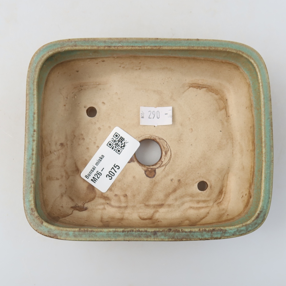 Keramická bonsai miska 14 x 11,5 x 4,5 cm, barva zelená