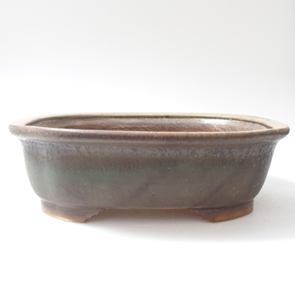 Keramická bonsai miska 25 x 21 x 8 cm, barva zelená