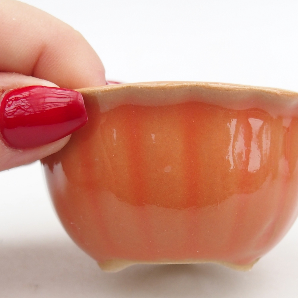 Keramická bonsai miska 7 x 8,5 x 3,5 cm, barva oranžová