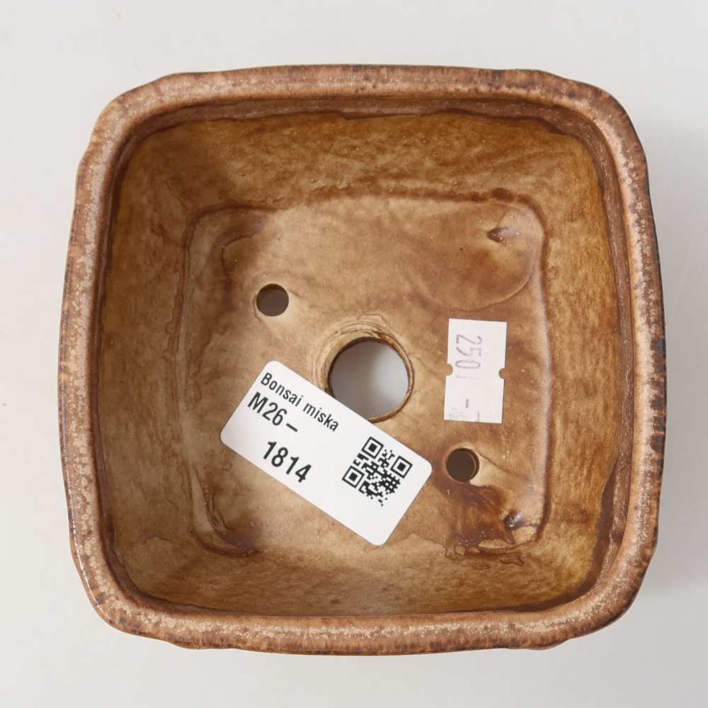 Keramická bonsai miska 10,5 x 10,5 x 4,5 cm, barva růžová