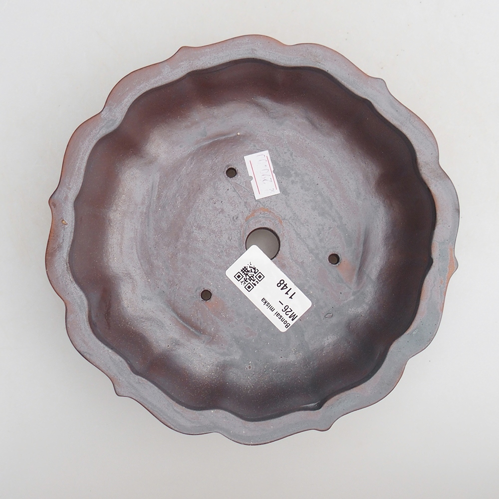 Keramická bonsai miska 18 x 18 x 4,5 cm, barva kovová