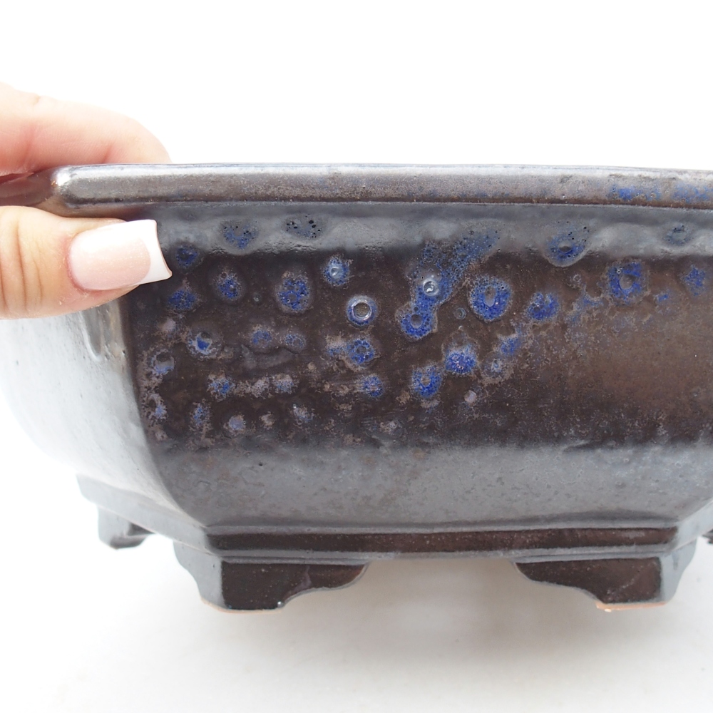 Keramická bonsai miska 28 x 24,5 x 9 cm, barva modročerná