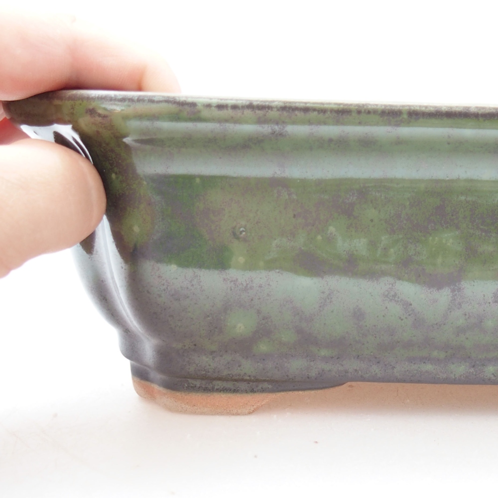 Keramická bonsai miska 27,5 x 21,5 x 7 cm, barva zelená