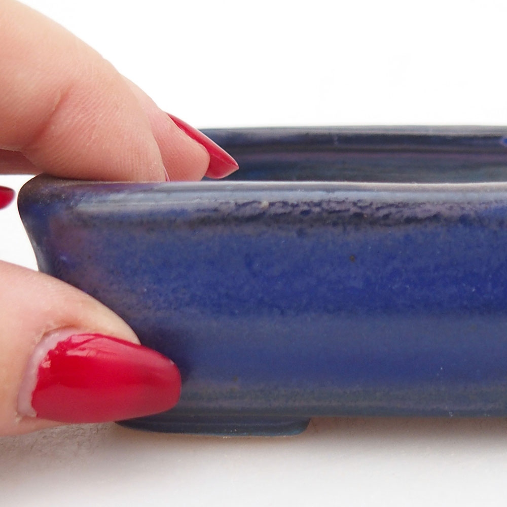 Keramická bonsai miska 11,5 x 8,5 x 3 cm, barva modrá