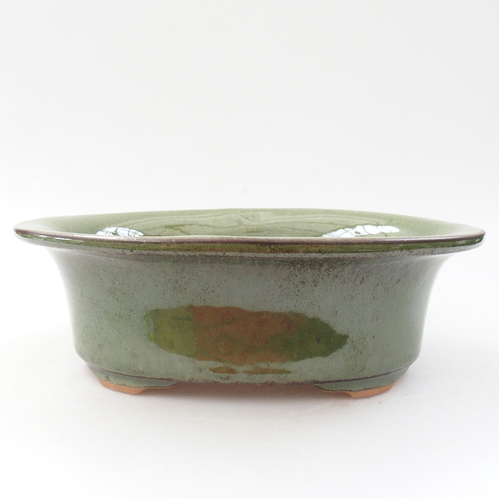 Keramická bonsai miska 19,5 x 15,5 x 6,5 cm, barva zelená