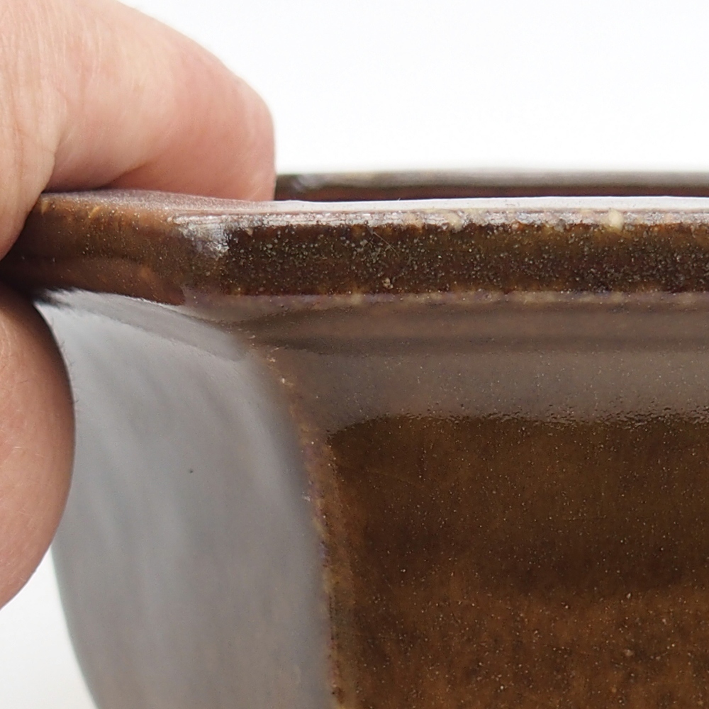 Keramická bonsai miska 18 x 16 x 9 cm, barva hnědozelená