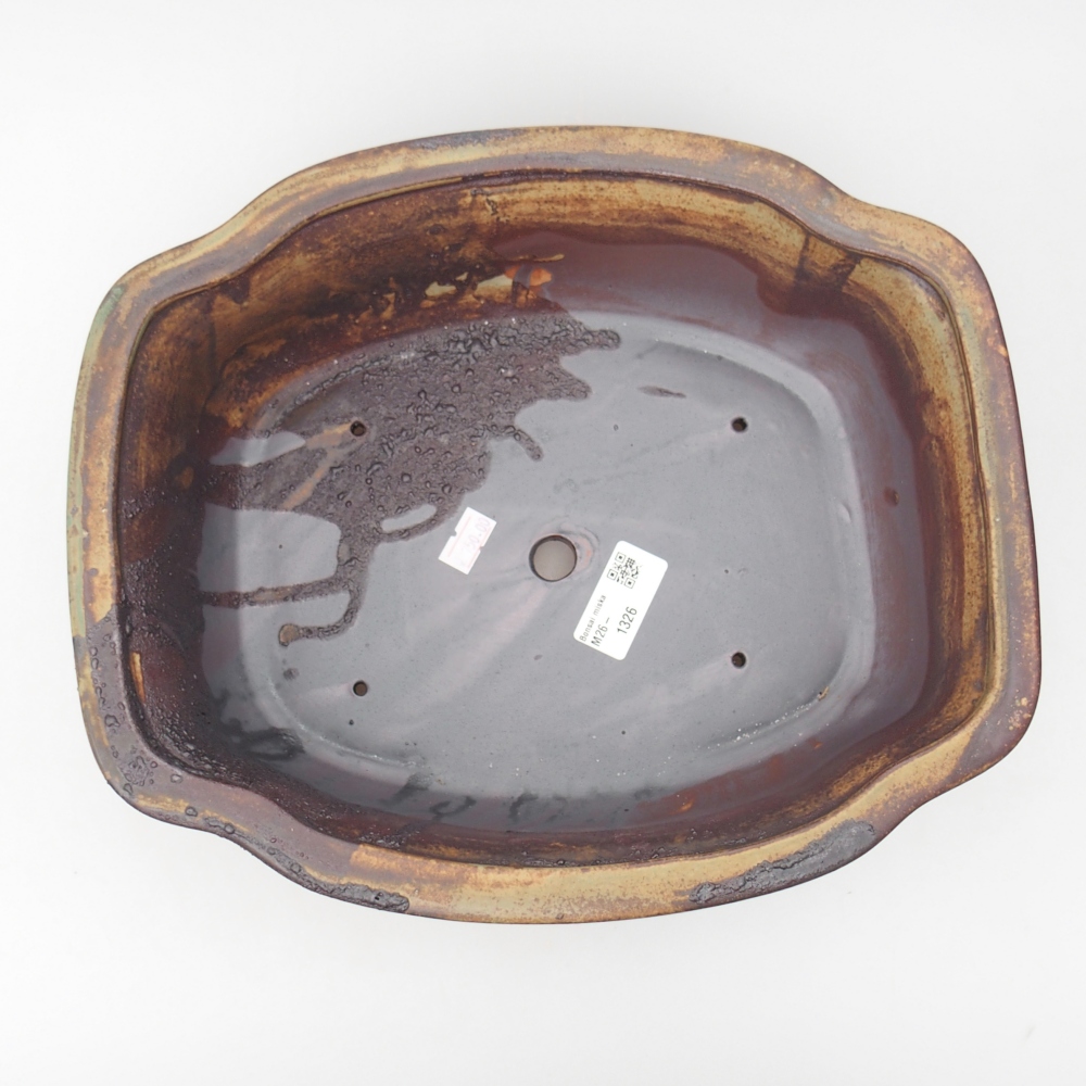 Keramická bonsai miska 30 x 26 x 10,5 cm, barva hnědozelená