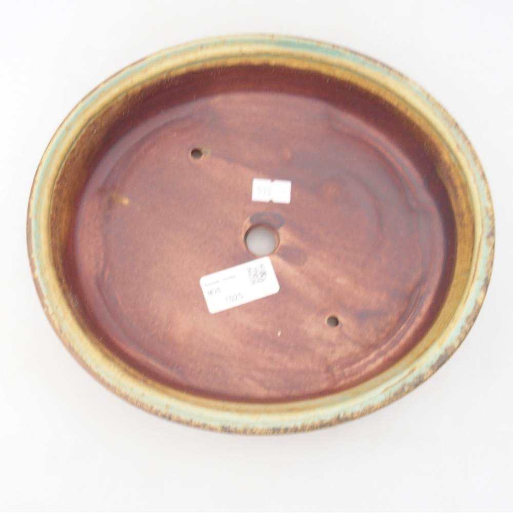 Keramická bonsai miska 24 x 21 x 5 cm, barva zelená