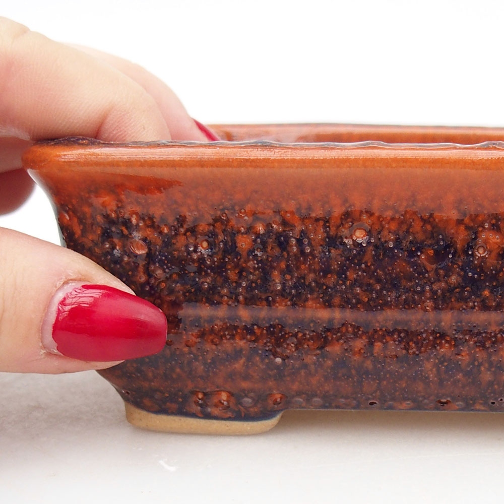 Keramická bonsai miska 13,5 x 10 x 4,5 cm, barva oranžová