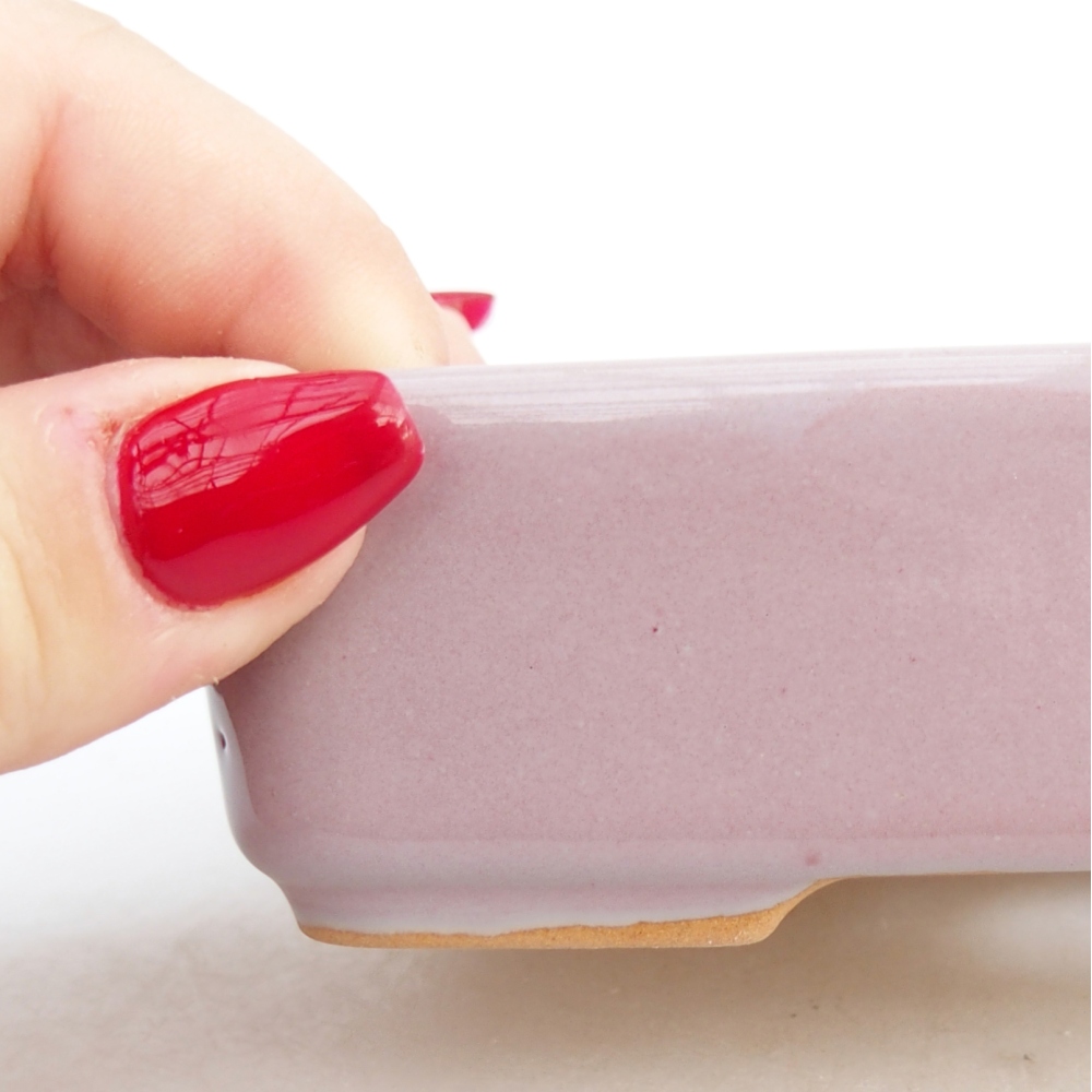 Keramická bonsai miska 12,5 x 9,5 x 3,5 cm, barva růžová