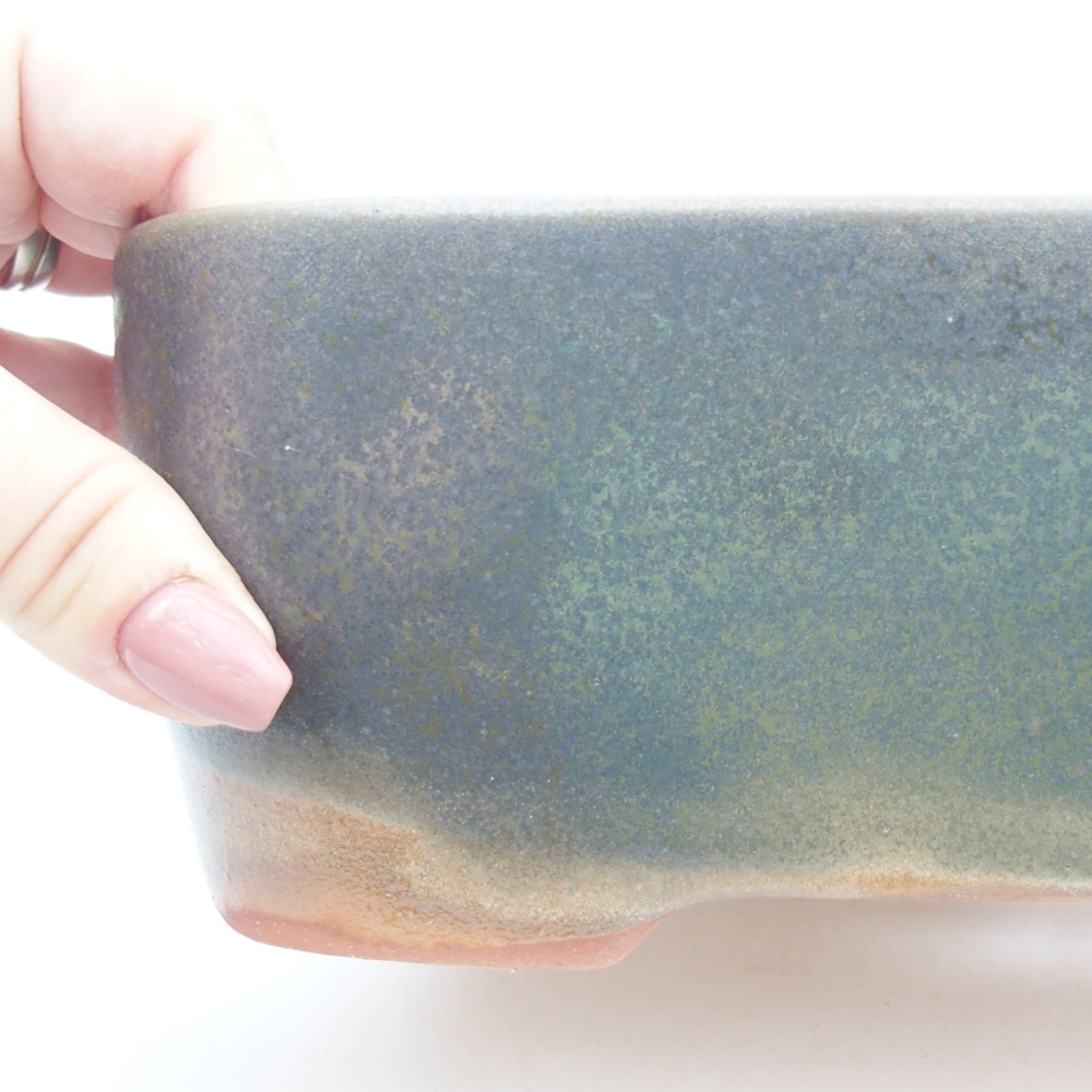 Keramická bonsai miska 23,5 x 19 x 7,5 cm, barva hnědozelená