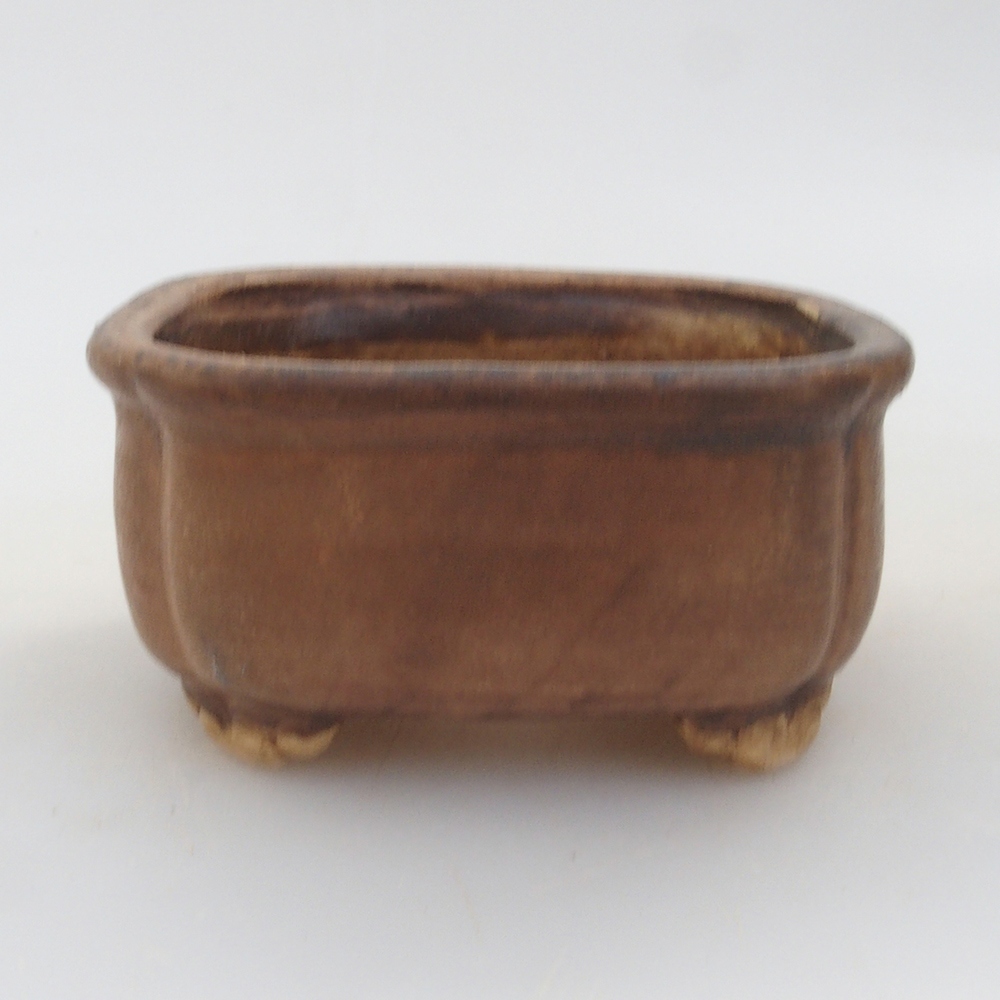 Keramická bonsai miska 7,5 x 7,5 x 3,5 cm, barva hnědá