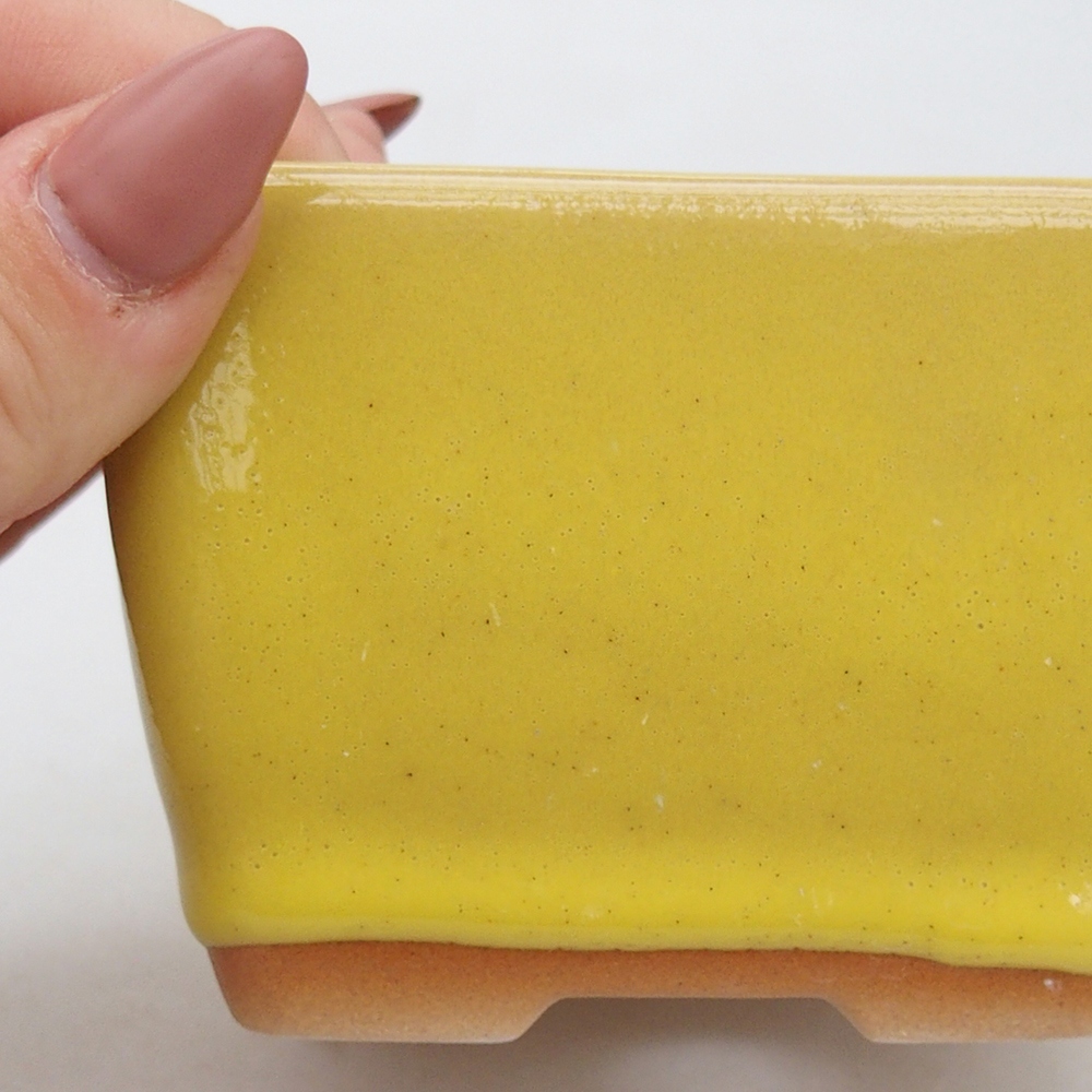 Keramická bonsai miska 8,5 x 8,5  x 6 cm, barva žlutá