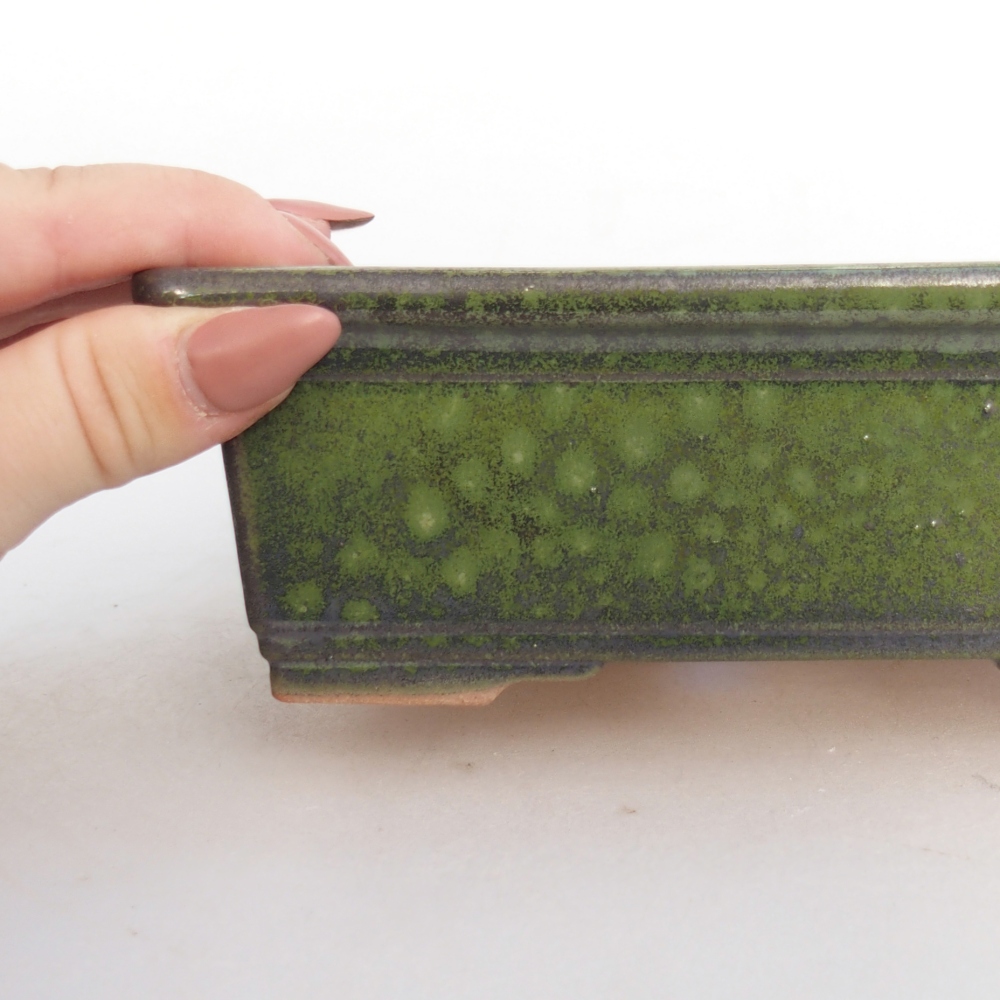 Keramická bonsai miska 16 x 12 x 6 cm, barva zelená