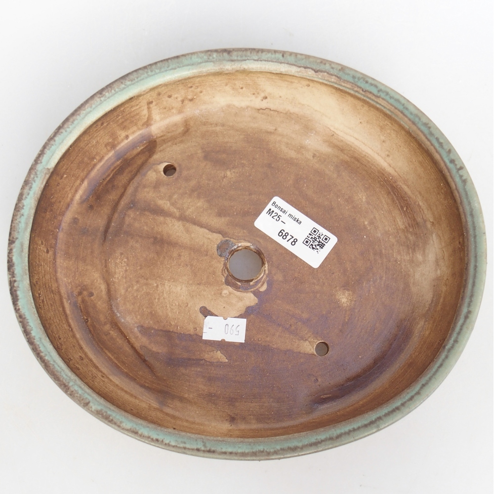 Keramická bonsai miska 22,5 x 20 x 4,5 cm, barva zelená