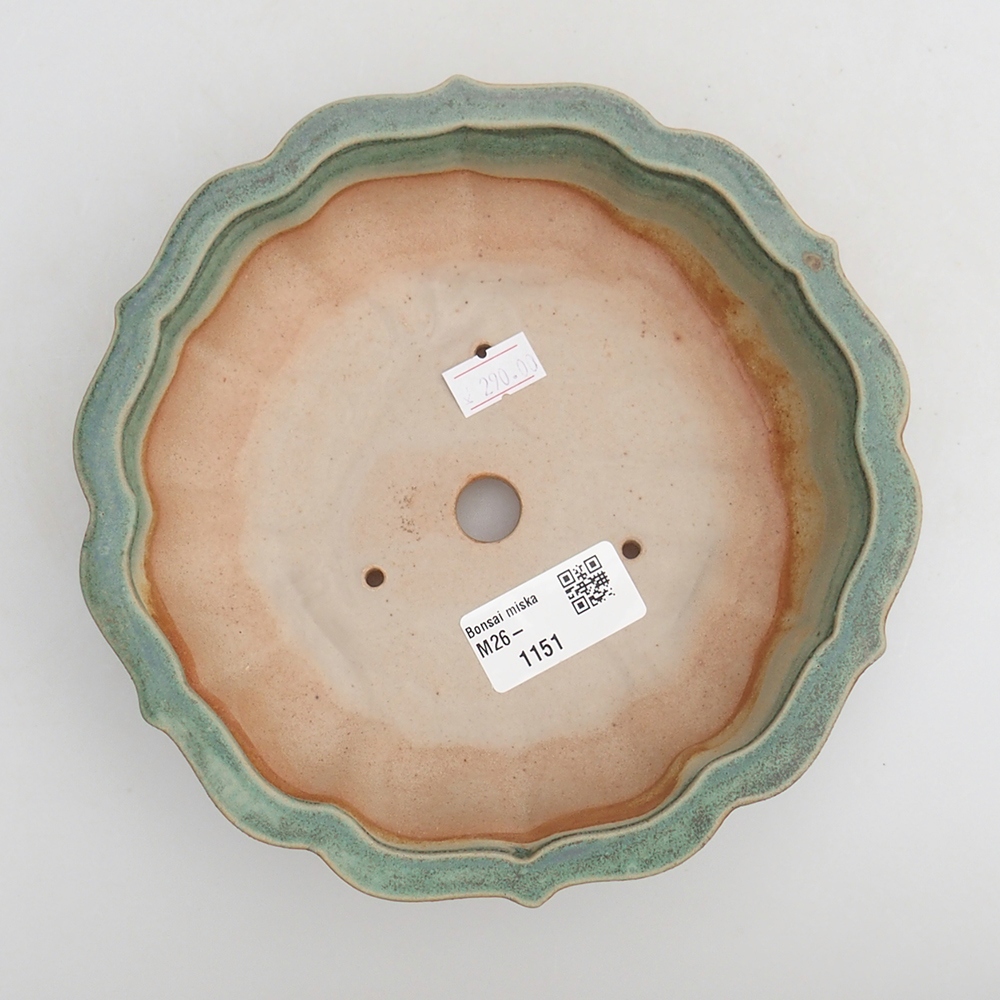 Keramická bonsai miska 18 x 18 x 4,5 cm, barva zelená