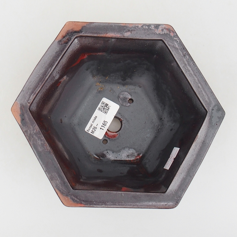 Keramická bonsai miska 18 x 16 x 9 cm, barva černočervená