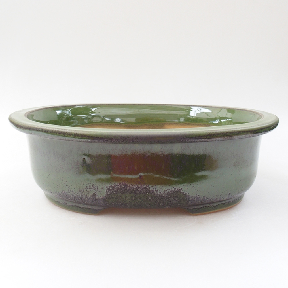 Keramická bonsai miska 25,5 x 22 x 8 cm, barva zelená