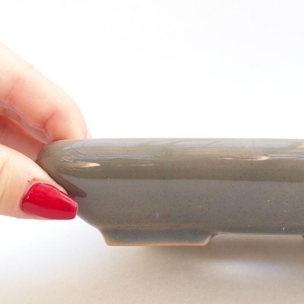 Keramická bonsai miska 16,5 x 13,5 x 3,5 cm, barva šedá