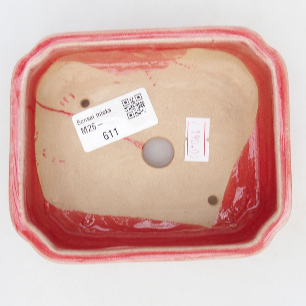 Keramická bonsai miska 12 x 10,5 x 4 cm, barva červená