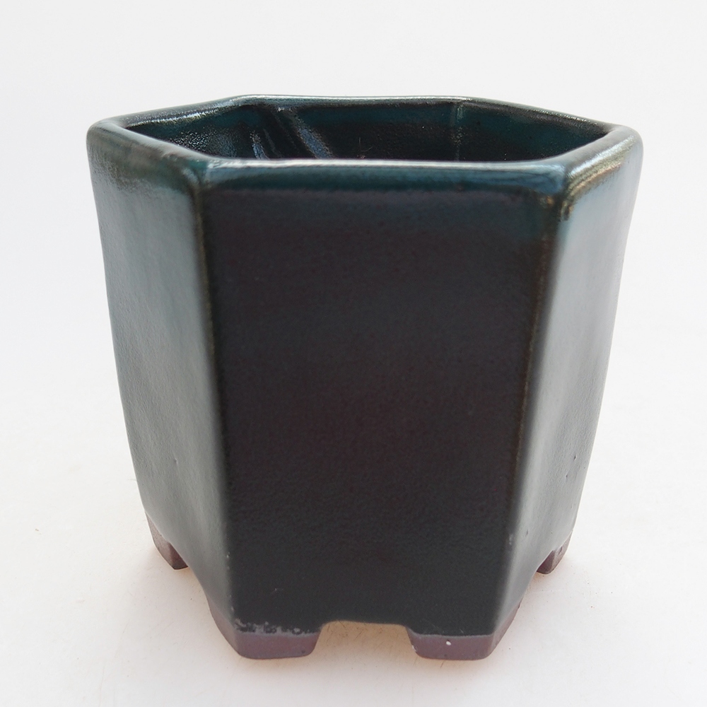 Keramická bonsai miska 9 x 9 x 8 cm, barva zelená