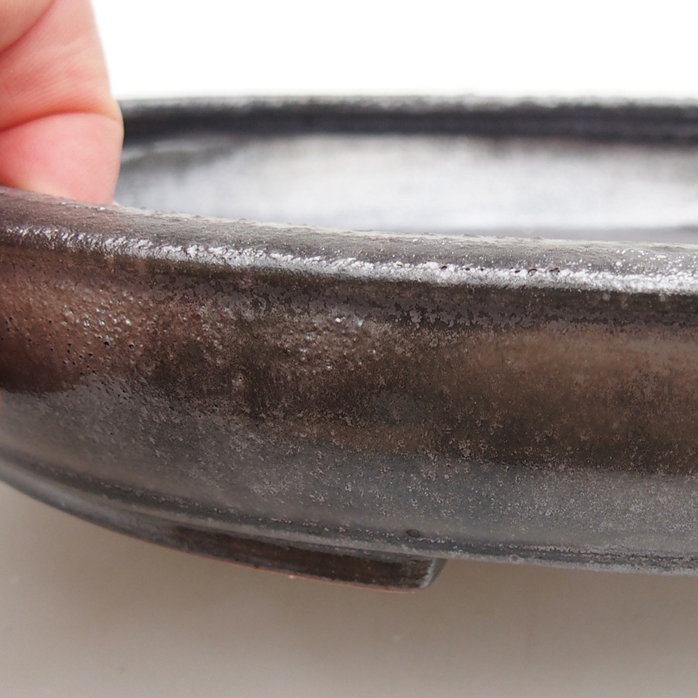 Keramická bonsai miska 24 x 19,5 x 4 cm, barva černozelená