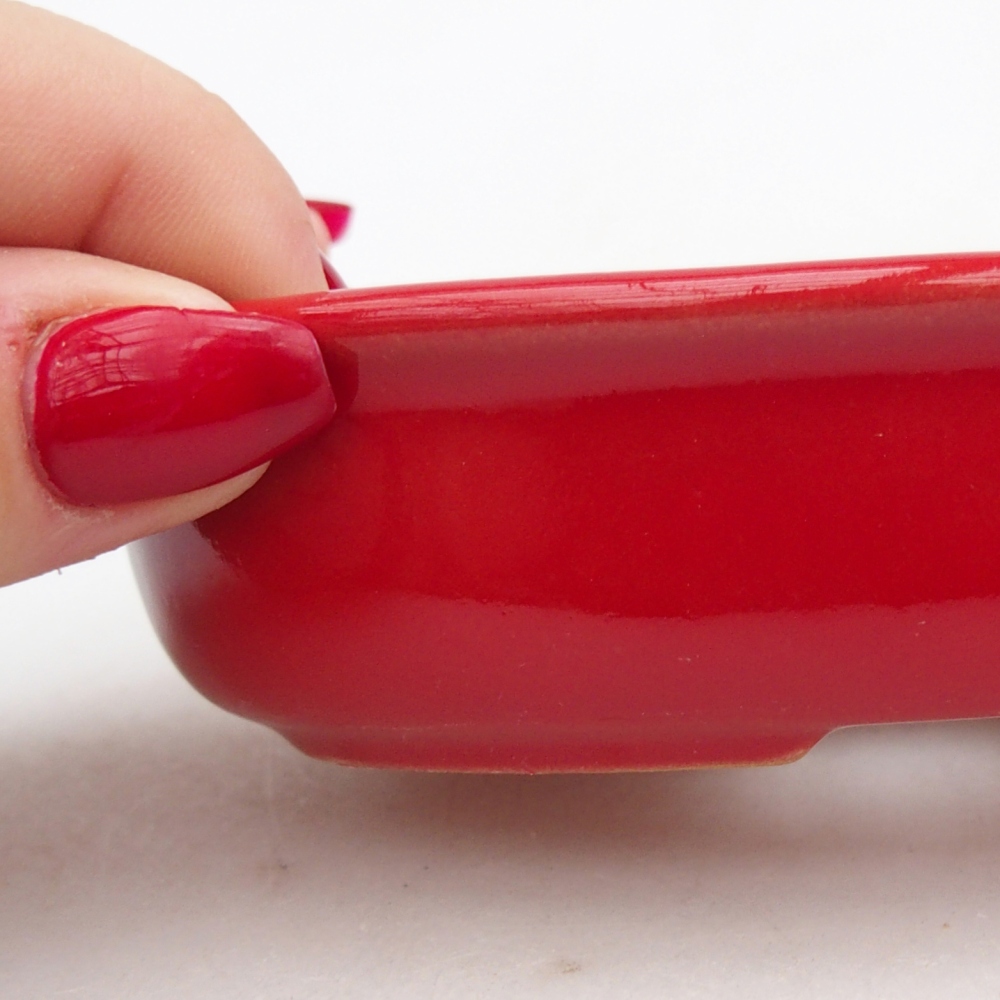 Keramická bonsai miska 12 x 8,5 x 3 cm, barva červená